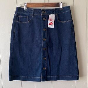 Ann Taylor Dark Blue Mini Denim Jean Button Up Pencil Skirt Casual Size 6